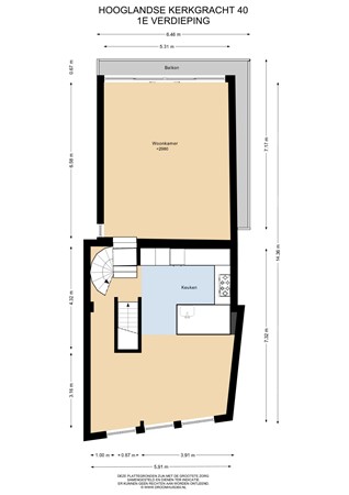 Floorplan - Hooglandse Kerkgracht 40A, 2312 HV Leiden